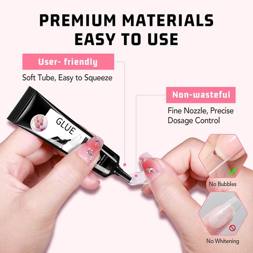 3PCS Semi Solid Nail Glue, Super Strong & Quick Drying Glue for Press On Nails, No UV Lamp Needed, Long Lasting for Acrylic & Fake Nails (15g x3)