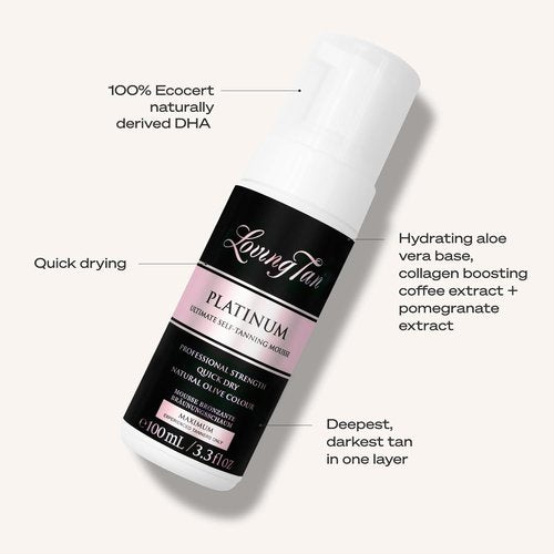 Loving Tan Platinum Self Tanning Mousse - Dark, Streak-Free & Natural Looking | 3.3 Fl Oz, 5+ Applications