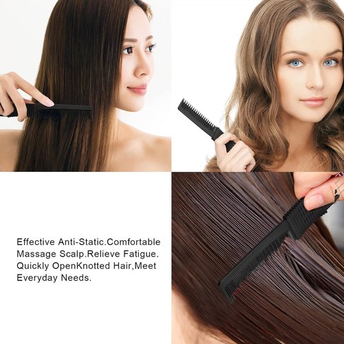 Leinuosen Carbon Lift Teasing Combs - 3 Pack with Metal Prong for Effortless Hair Styling | Black