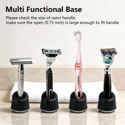 ERAVOR Men's Shaving Razor Stand, Zinc Alloy, Safety Razor Holder Base, Opening Dia 0.75" (1.9cm), Razor Holder for Men (Black)