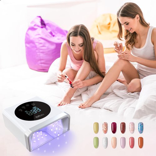 NAILGIRLS UV LED Nail Lamp, Cordless Rechargeable 150W Fast UV Lamp for Nails, UV Nail Dryer Light with 4 Timer Setting Auto Sensor Professional Curing for Fingernail and Toenail Home Salon Use