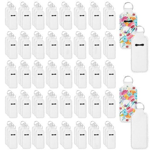 120 Pcs Sublimation Lipstick Holder Keychain with Key Ring Heat Transfer Blank Travel Keychain Small Items Organizer for Women Travel Supplies