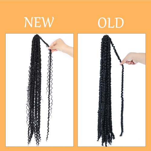 Boho Style Passion Twist Hair 22inch Long Pre-Twisted Crochet Goddess Passion Twist Hair 8Pack Pre Looped Curly Crochet Hair Soft Bohemian New Passion Twist Crochet Braids Hair for Black Women,1b#