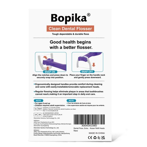 Bopika Dental Floss, Extra Strength Floss with 1 Dental Floss Handle and 120 flosser Refill Heads