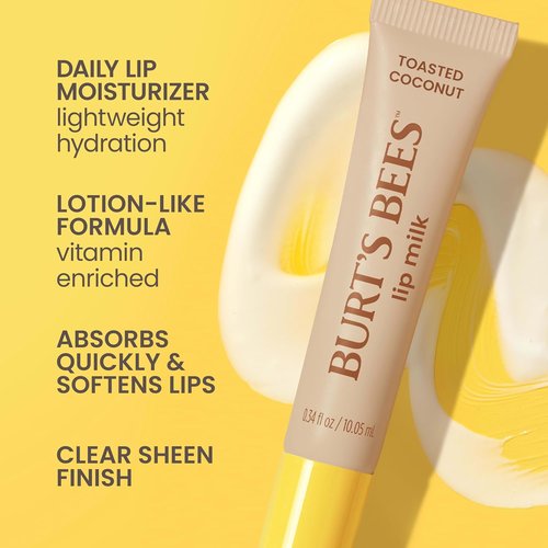 Burt’s Bees Lip Milk - Toasted Coconut Daily Lip Moisturizer | Vitamin-Enriched Hydrating Balm, 0.34 Fl Oz