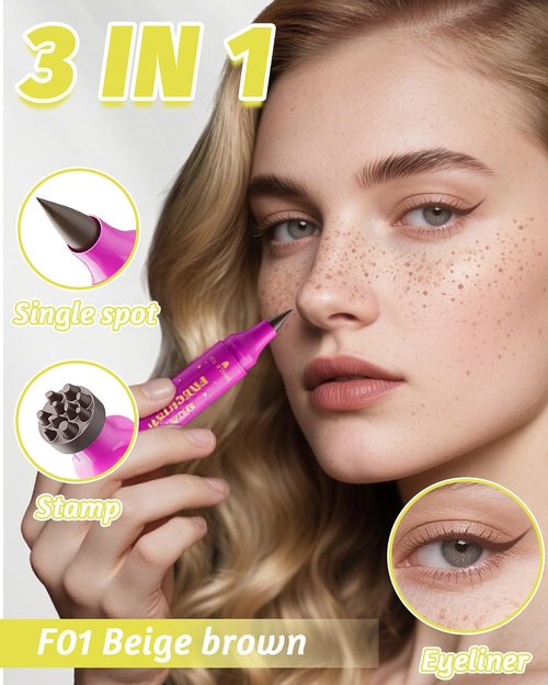 Skiennix Dual Ended 2-in-1 Faux Freckle Stamp Pen - Waterproof & Long-Lasting Makeup Tool for Women