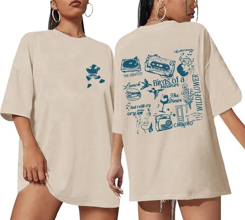 Skiennix Oversized Concert Album Shirt - Stylish Rock Band Tee for Women | Perfect Music Festival Outfit