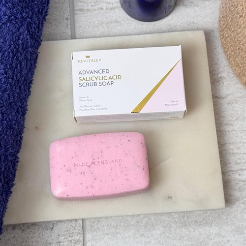 Revitalé Advanced BHA Salicylic Acid Scrub Soap - Exfoliating Bar for Deep Pore Cleansing & Skin Softening