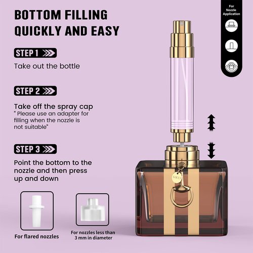 FENHON Perfume Travel Refillable Bottle, Glitter Leather Atomizer for Perfume, Portable Size Cologne Sprayer, Mini Fragrance Spray Bottle for Woman & Man Essentials (8ML Purple)
