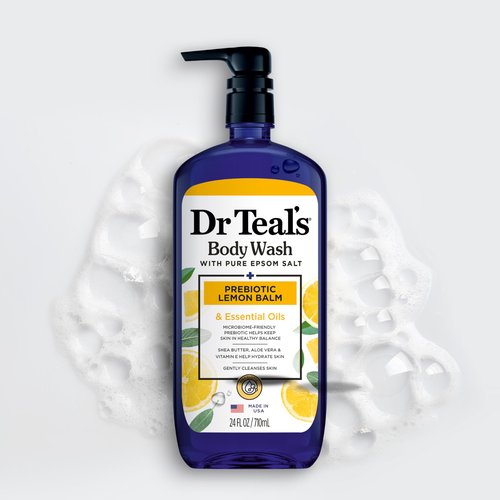 Dr Teal's Body Wash with Pure Epsom Salt, with Prebiotic Lemon Balm & Sage, 24 fl oz (Pack of 4)