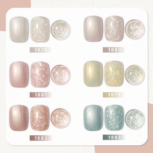 GAOY Pearl Gel Nail Polish Set, 6 Colors Shimmer Mermaid, Pink White Blue Soak Off UV Gel Polish Kit, Baroque Pearl