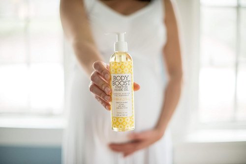 Body Boost Milk & Honey Stretch Mark Oil - 8oz | Safe for Pregnancy & Nursing, Reduces Scars
