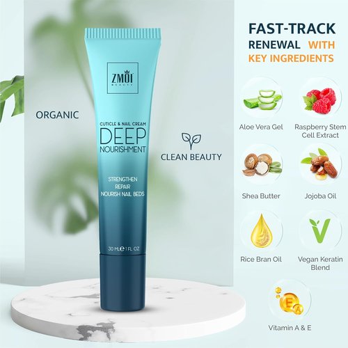 Regine Switzerland Cuticle & Nail Cream Treatment - Deep Nourishing Daily Repair with Organic Shea Butter & Jojoba Oil - Hydrating & Strengthening (1 Fl Oz)
