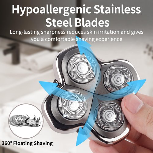 Replacement Head Compatible with Pitbulls Gold PRO GX5,Silver PRO SX5,Palm MX5,Platinum PRO PX5,Bull-Dog Razor - Hypoallergenic Stainless Steel Shaver Replacement - Compatible with All Skul Shaver
