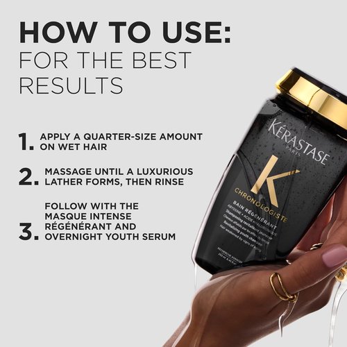 KÉRASTASE Chronologiste Bain Régénérant Shampoo - Revitalizing Anti-Aging Formula for Weakened Hair, 8.5 Fl Oz