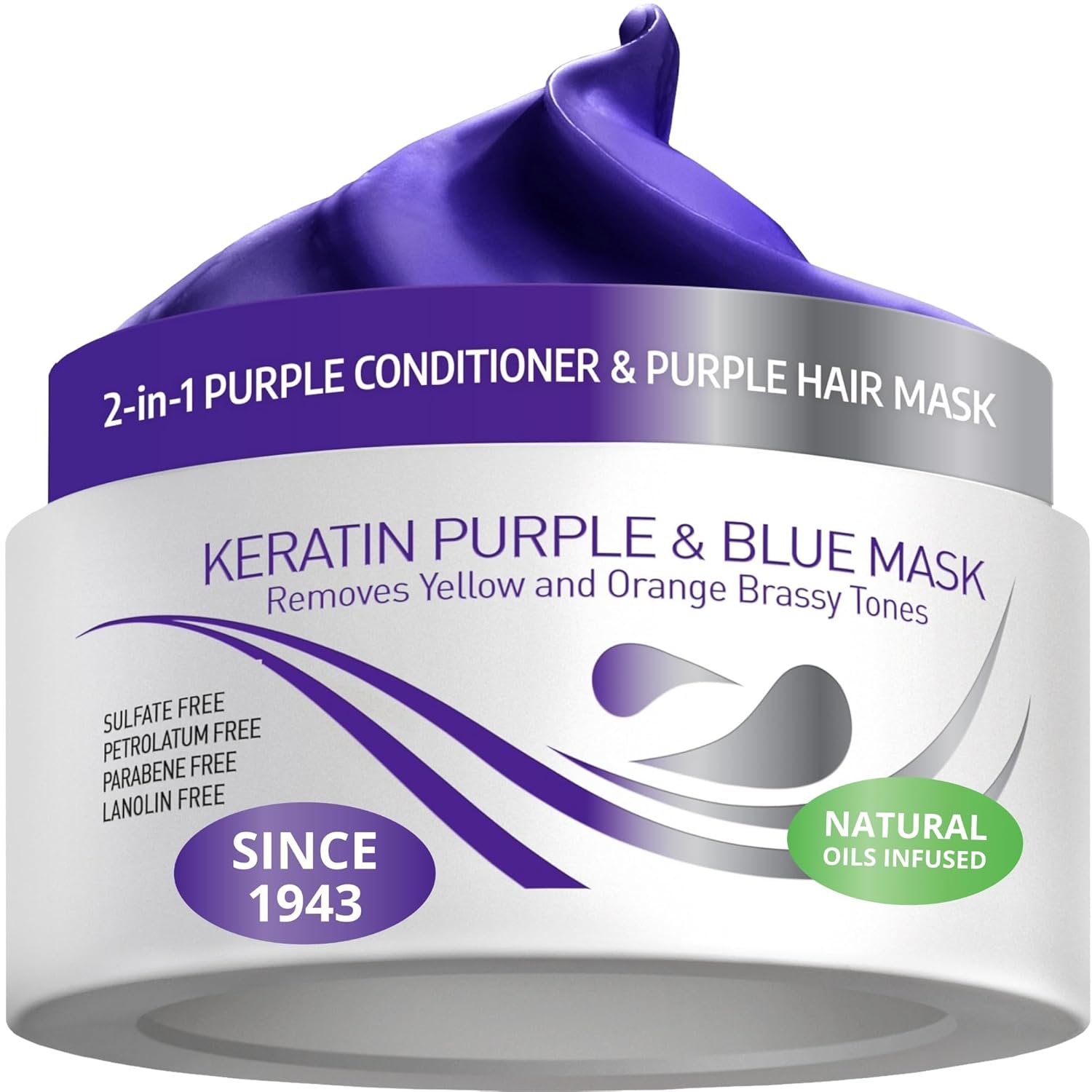 VITAMINS Keratin Purple Hair Mask - Deep Conditioner for Blonde, Silver, Gray & Brown Hair