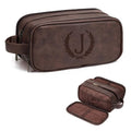 Janhavi Personalized Toiletry Bag for Men, Gifts for Boyfriend, Toiletry Bag For Shower Caddy,Personalized Initials & Wheat Mens Toiletry Travel Bag Travel Essentials for Men(Medium, Dark Brown, J)
