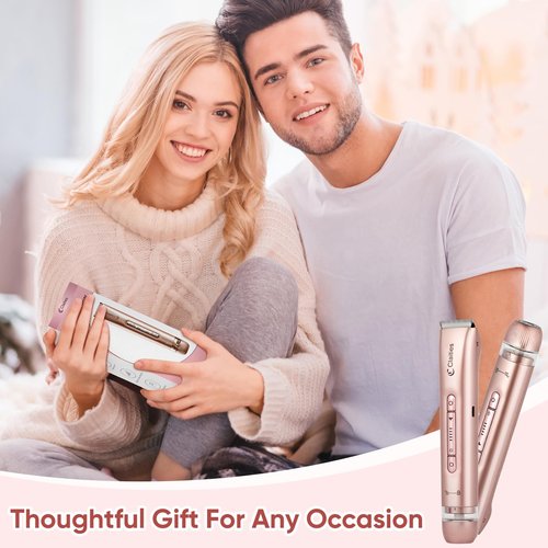 2 in 1 Women Electric Shaver Dual Head Bikini Trimmer for Women IPX7 Waterproof Wet & Dry Use Body Hair Trimmer and Facial Hair Remover for Bikini Underarm Leg Arm Body Face