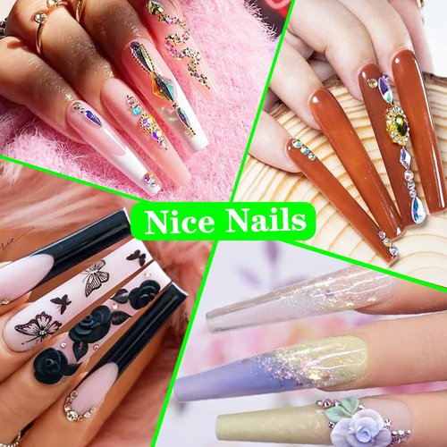 600PCS No C Curve Coffin Nail Tips for Acrylic Nails Professional, XXXL Clear Coffin Nail Tips, 12 Sizes Extra Long Acrylic Nails Tips Flattened Half Cover Fake Nails for Salons and Home DIY