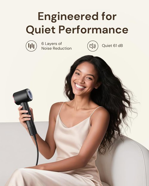 Skiennix Hair Dryer - Professional Ionic Blow Dryer with Diffuser for Curly Hair | Ultra-Fast Drying, Low Noise, 6.5 ft Cord