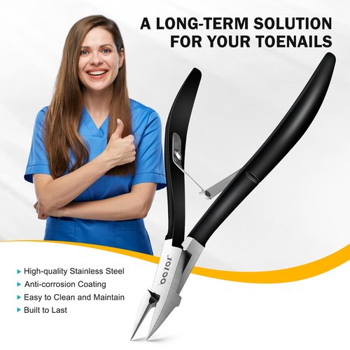 BEZOX Straight Blade Toenail Clippers - Wide Open Pointed Jaw Toe Nail Clippers for Seniors Thick Toenails, Precision Grooming Toenail Scissors for Ingrown Nails - Black