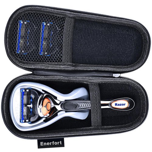 Gillette Hard EVA Razor Travel Case - Lightweight Design with Mesh Pocket for 2 Blades | Durable Zipper (Black)