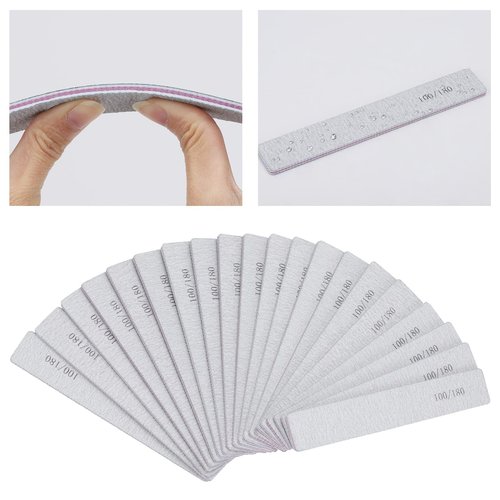 50 Pcs Nail Files for Acrylic Nails 100/180 Grit Double Sides Emery Boards Fingernail Files, Professional Nail Buffering Files