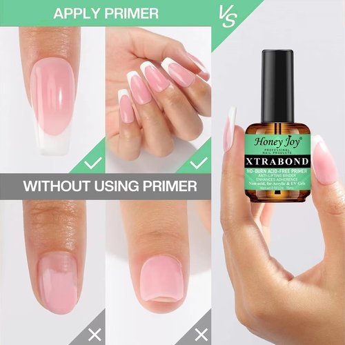 Nail Dehydrator and Primer Set,Acid-Free Nail Prep & Strong Bond Primer for Acrylic Nails,Gel Polish & UV Gels,No Lift,Fast Air Dry,28+ Days Long Lasting Adhesion,Professional Manicure Kit (0.5 fl oz)
