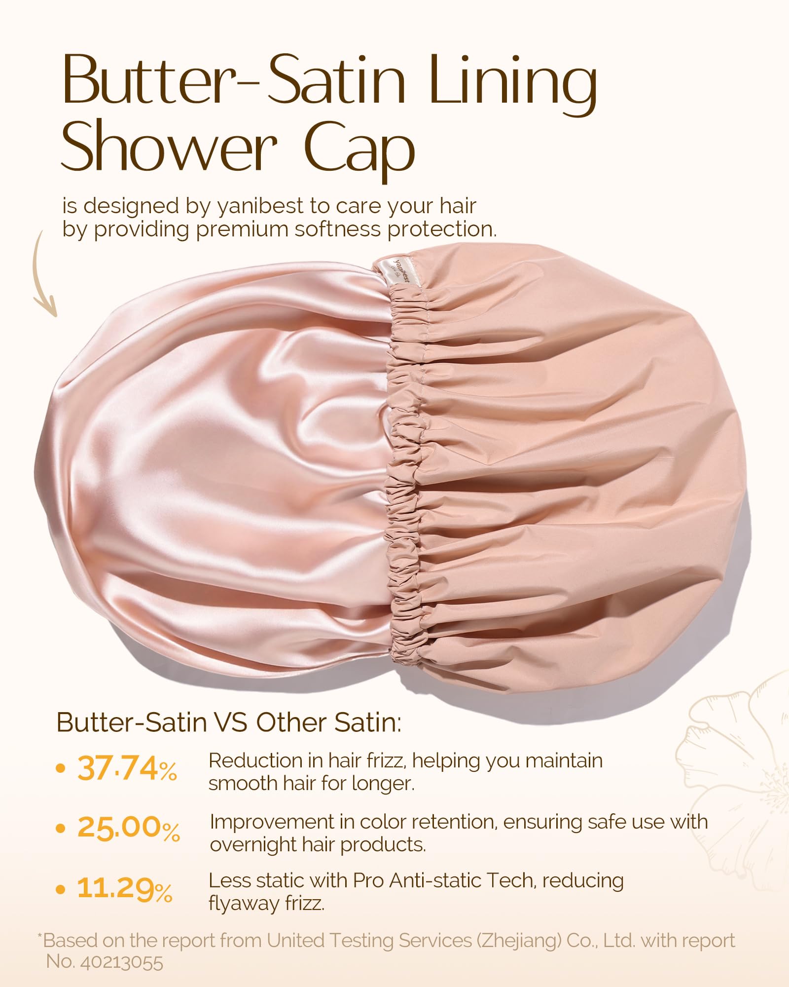 Yanibest Shower Cap for Women Reusable Waterproof,Satin Lined Bath Cap with Soft Elastic Band,Large Washable Hair Caps for Shower