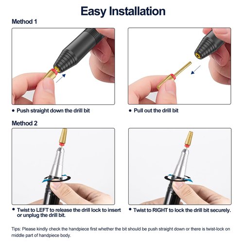 Tungsten Nail Drill Bits 5 in 1 Carbide Nail Drill Bits for Acrylic Hard Gel Cuticle Remove 3/32'' Universal Bits for Efile Nail Drill Machine Manicure Pedicure Salon (Gold Fine Straight Cut x2)