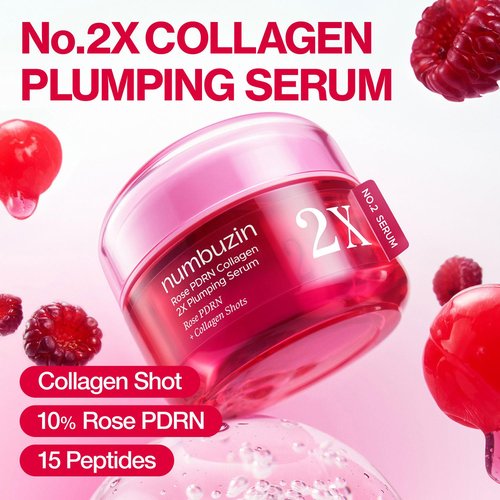 Numbuzin No.2X Rose PDRN Collagen Plumping Serum - Firming & Hydrating Korean Skincare | 1.01 fl oz (30ml)