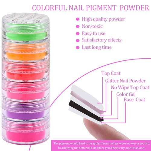 Duufin 36 Colors Nail Pigment Powder Colorful Luminous Pearlescent High-Gloss Halo Powder Pigment for Nails Art, Body and Crafts