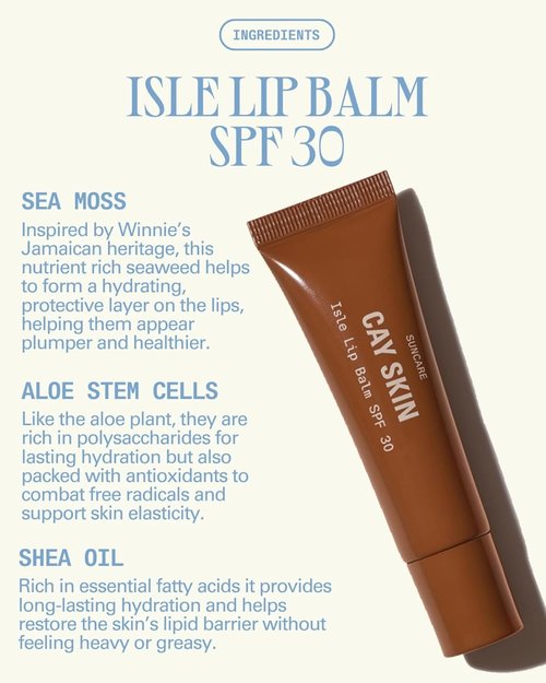 Cay Skin Isle Lip Balm SPF 30 - Hydrating High Shine Lip Gloss in Vanilla Brown Sugar - 0.35 oz