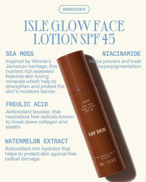 Cay Skin Isle Glow Face Moisturizer SPF 45 – Illuminating Moisturizer, Broad Spectrum Sunscreen + Makeup Primer – Lightweight, Pearlescent Formula with Radiant Finish for All Skin Types – 2-Pk, 1.5 oz