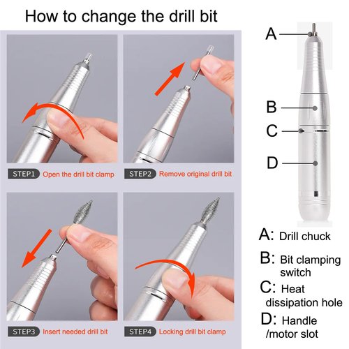 Electric 45000RPM Nail Drill Machine Rechargeable Portable Nail File Electric DIY Nail Drill Kit with Smart LCD Screen for Gel Nail Manicure and Pedicure Reflective Body etc(Dazzle)