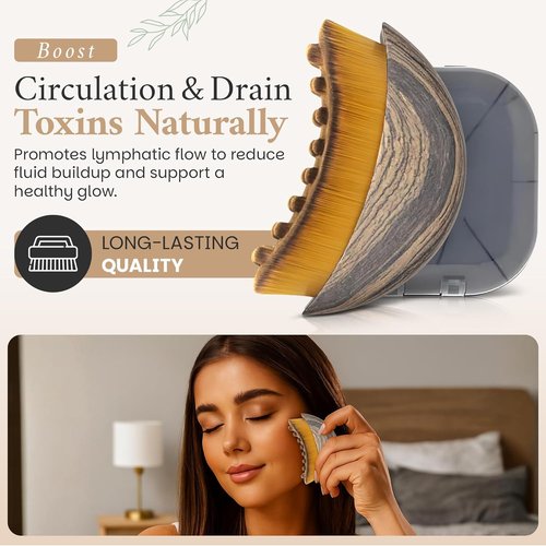 2 PCS Premium Facial Lymphatic Contour Brush – 2026 Version Face Sculpting Tool & Jawline Massager, Ergonomic Dry Brush for Lymphatic Drainage, Chin Slimming, Skin Tightening, Anti-Puffiness & Glow