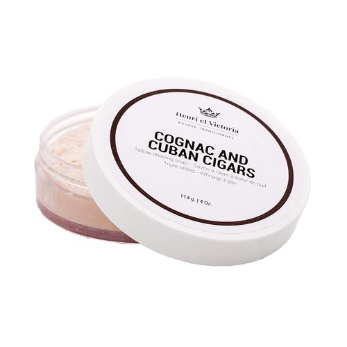 Henri et Victoria Shaving Soap - Cognac & Cuban Cigars Fragrance | Smooth Lather, Long-Lasting | 114g (4 oz)
