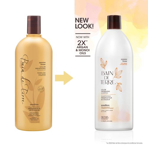 Bain de Terre Color Preserving Shampoo & Conditioner Set - Passion Flower | Protects Color-Treated Hair | Paraben Free | 33.8 Fl Oz