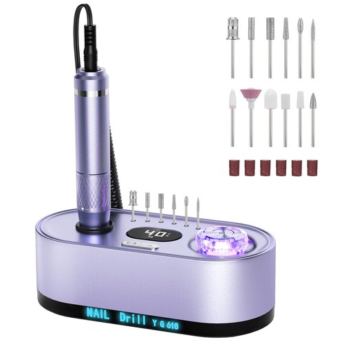 GOLEEXU Nail Drill Electric File: 40000RPM Professional E File Kit E File Machine Filer for Shaping, Buffing, Removing Acrylic Gel Nails, Manicure Pedicure Kit with 12Pcs Nail Bits, Home Salon Use
