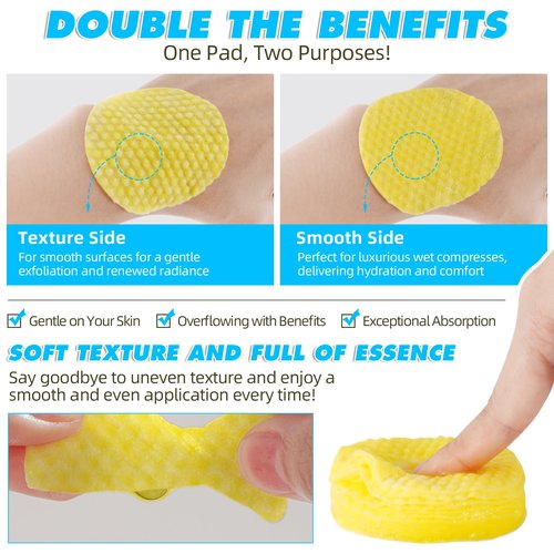Kojic Acid and Turmeric Cleansing Pads for Face 60Pcs, Turmeric Face Scrub Pads, Cleansing & Exfoliation Balance Skin Oil & Water