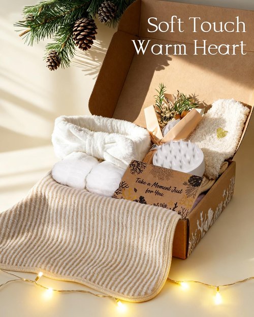 Coralogo Natural Spa Gift Baskets - Natural Pampering Spa Set, Self-Care Get Well Soon Basket,Thank You Gifts, Unique 11pcs Gift Set for Women Wife Mom Her Birthday Valentines Day Mothers Day