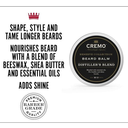 Cremo Beard Balm - Distiller's Blend | Nourishes & Shapes All Lengths of Facial Hair - 2 Ounce