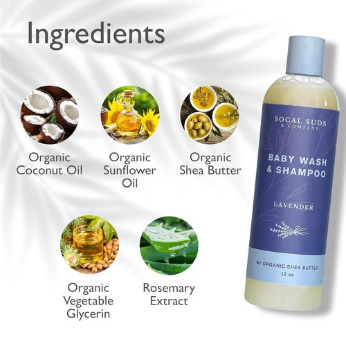 SoCal Suds & Company Baby Body Wash & Shampoo - Natural Lavender Formula for Sensitive Skin | 12oz Bottle