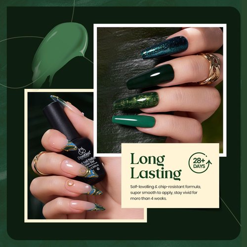 Beetles Green Gel Nail Polish Set - Boundless Forest Dark Green Gel Polish, 6 Colors Soak Off Uv LED Nail Lamp Gel Nail Kit Home DIY Manicure Nail Salon St Patrick Day