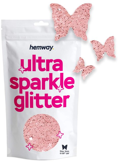 Hemway Ultra Sparkle Glitter Butterfly Shape 50g Rose Gold | Shaped Glitter for Arts & Crafts, Card Making, Crafting, Sparkle Decoration