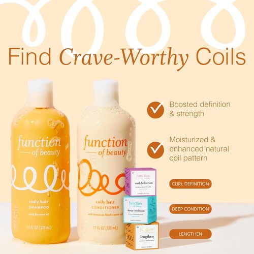 Function of Beauty Coily Hair Set - Curl Definition & Lengthening Shampoo, Conditioner & Booster Treatment