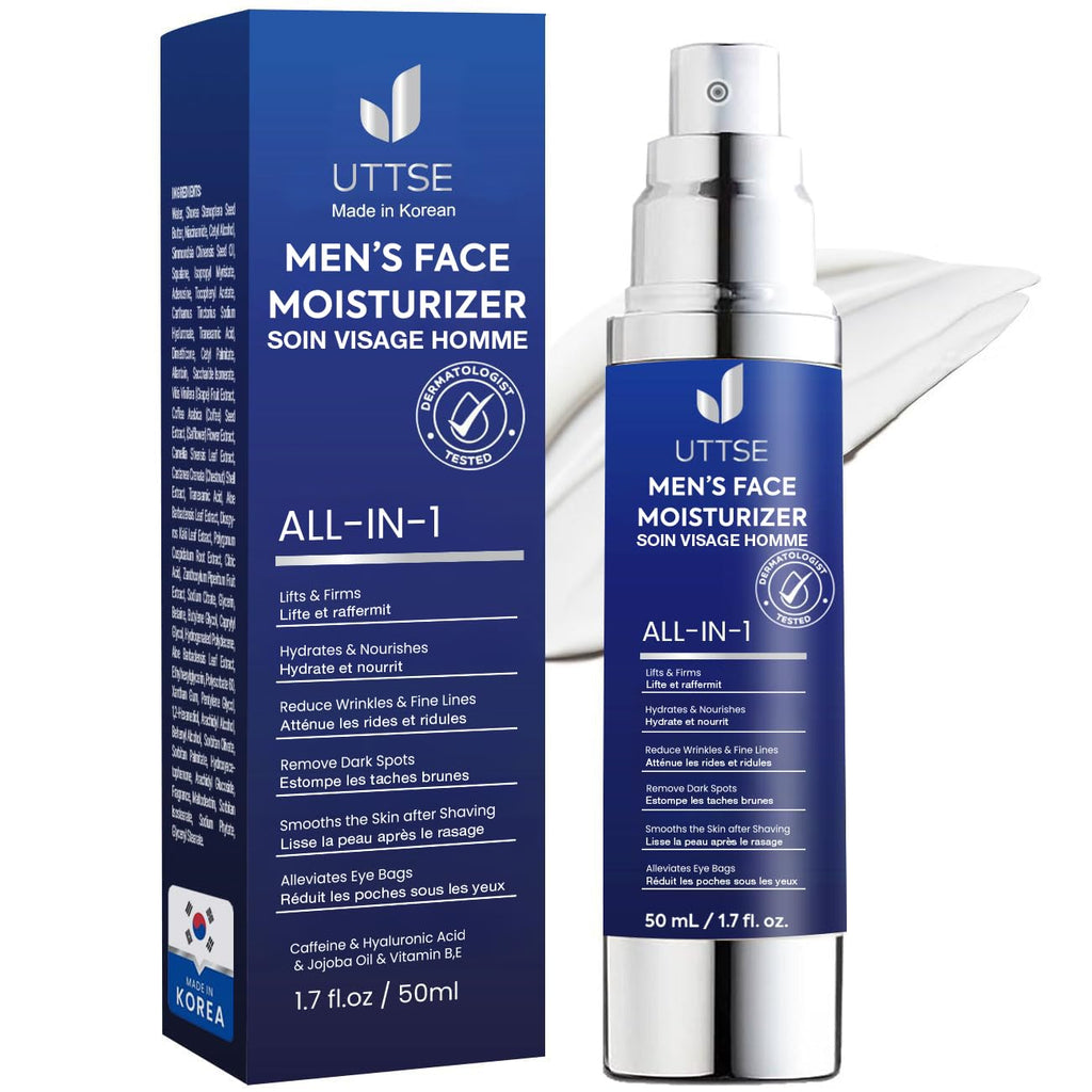 Uttse 6-in-1 Men's Face Moisturizer - Reduce Eye Bags & Dark Circles - 1.7 fl oz - Made in Korea