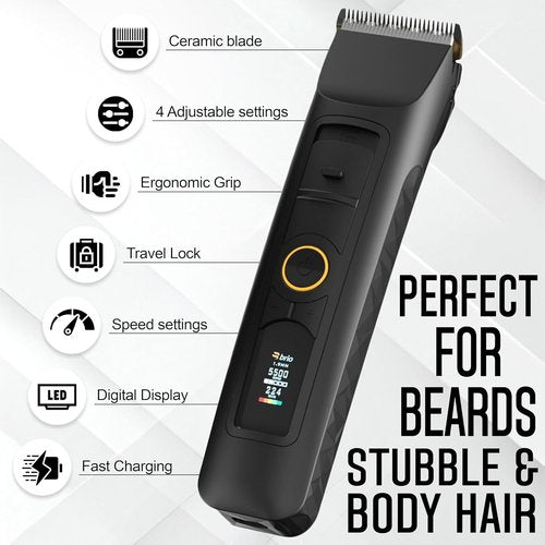 Brio Beardscape V2 Beard Trimmer - Cordless Professional Hair Trimmer with Low Friction Blade | 4-Hour Battery Life, Ideal for Beard & Body (Black)