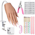 Practice Hand for Acrylic Nails: Realistic Silicone Nail Hand Practice with Tattoo Stickers - Flexible Fake Hand Mannequin Nail Hand Kit for Beginners