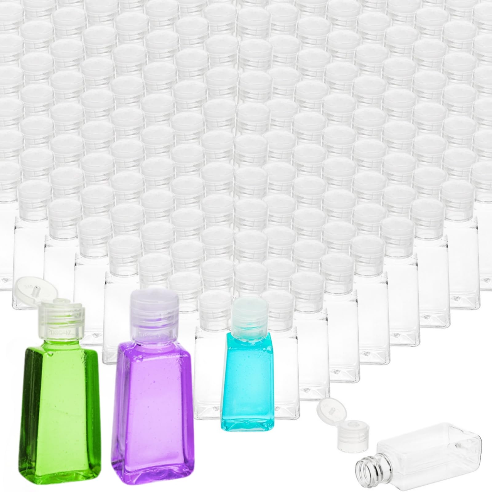 YIMITEE 100 Pack 1 OZ Travel Plastic Bottles, Flip Cap Empty Refillable Toiletry Bottle, Mini Clear Hand Sanitizer Bottle, Small Squeeze Sample Container for Shampoo Lotions Liquid Body Soap Cream